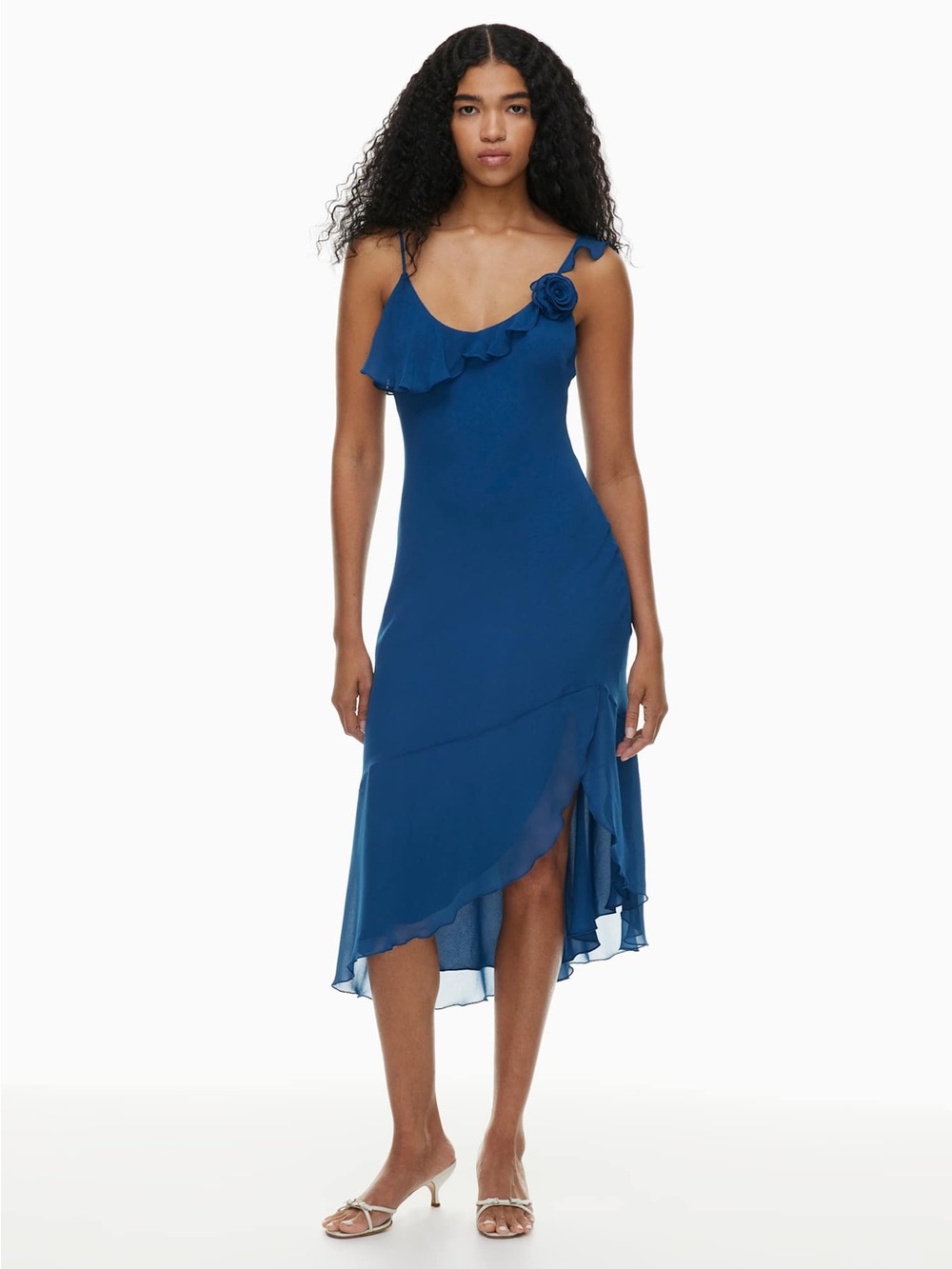Aritzia Wilfred Engage Dress - One-Shoulder Ruffled Midi Dress